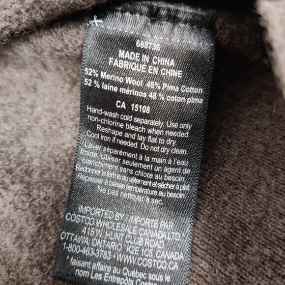 Kirkland Signature Men's Sweater New Size XL Brown Wool Cotton Business Casual - Picture 4 of 8